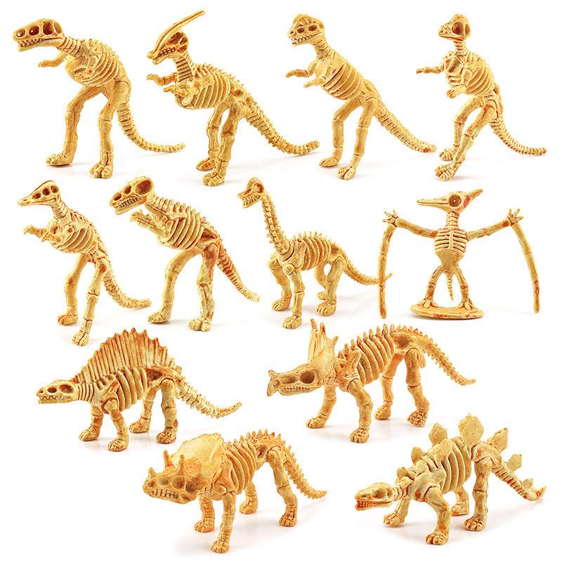 Simulation Animal Model Archaeological Excavation Dinosaur Skeleton 12 Dinosaur Gold Pterosaur Triceratops Ornament Toy
