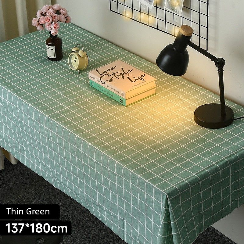 

Simple Tablecloth Ins Style Waterproof and Oil-Proof Tablecloth for Home Living Room Nordic Coffee Table Placemat Tablecloth Wholesale Green Plaid [Ordinary Style]|137*90cm