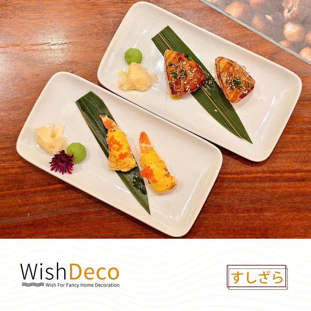 WishDeco Set of 6 Rectangular Plates, 23 X 12 Cm, Suitable for Grilled Fish, Sushi, and Other Oven-Safe Dishes, White, Microwave Safe