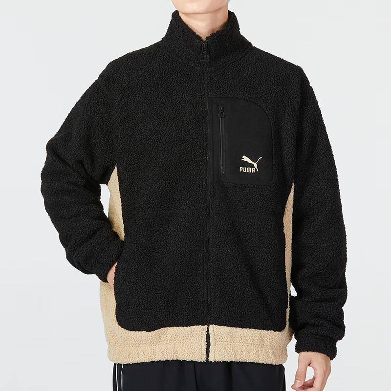 Puma Logo Print Colorblock Stand Collar Jacket Unisex Jackets Black 539914-01