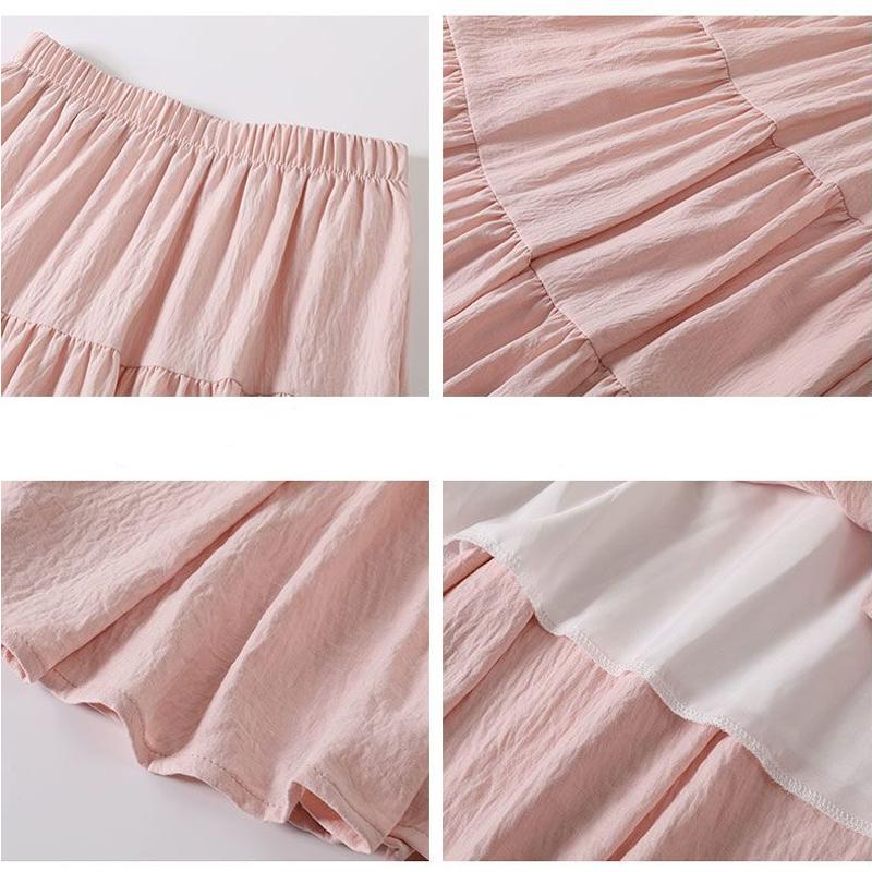 Kawaii White Long Skirt Women Japanese Korean Lolita Cute Patchwork High Waist Loose A-line Midi Skirts Casual Soft Girls