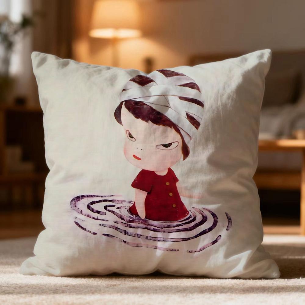 Fashion Y-YYoshitomo Nara Cushion Cover Soft Washable Pillow Case Multi-Scene for Couch Bed Travel Office Use