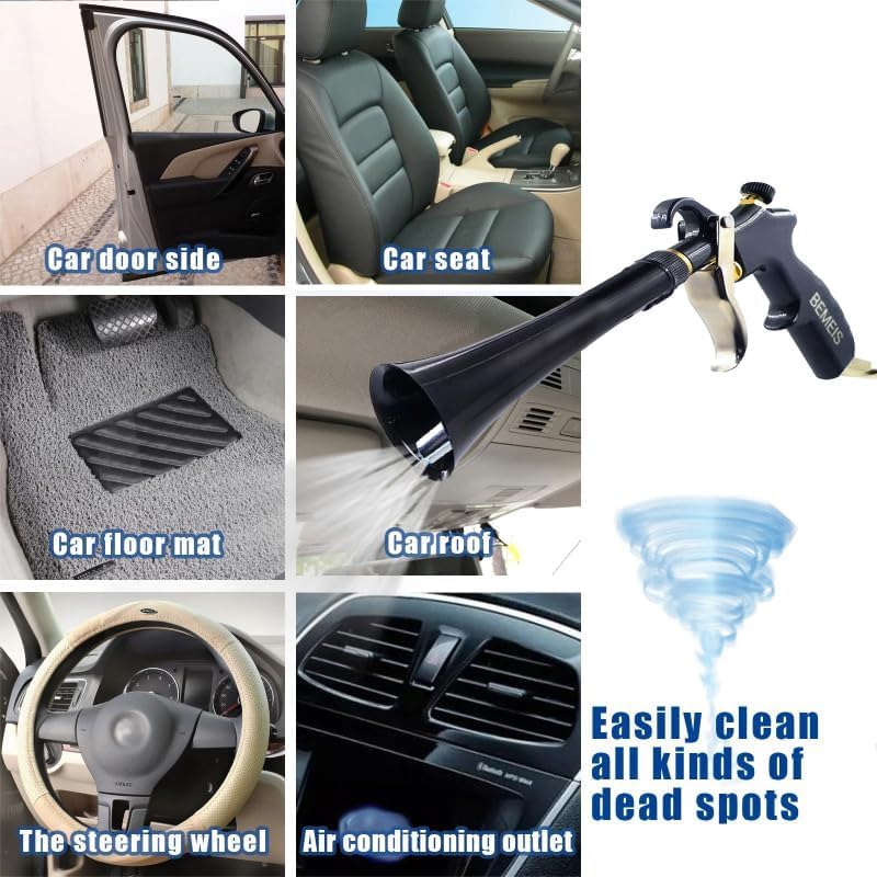Air Blow Gun with Brass Adjustable Air Flow Nozzle,Cleaning Gun Quickly Blasts Dirt and Dust from Surface Works with Air Compressor(Upgrade Aluminium