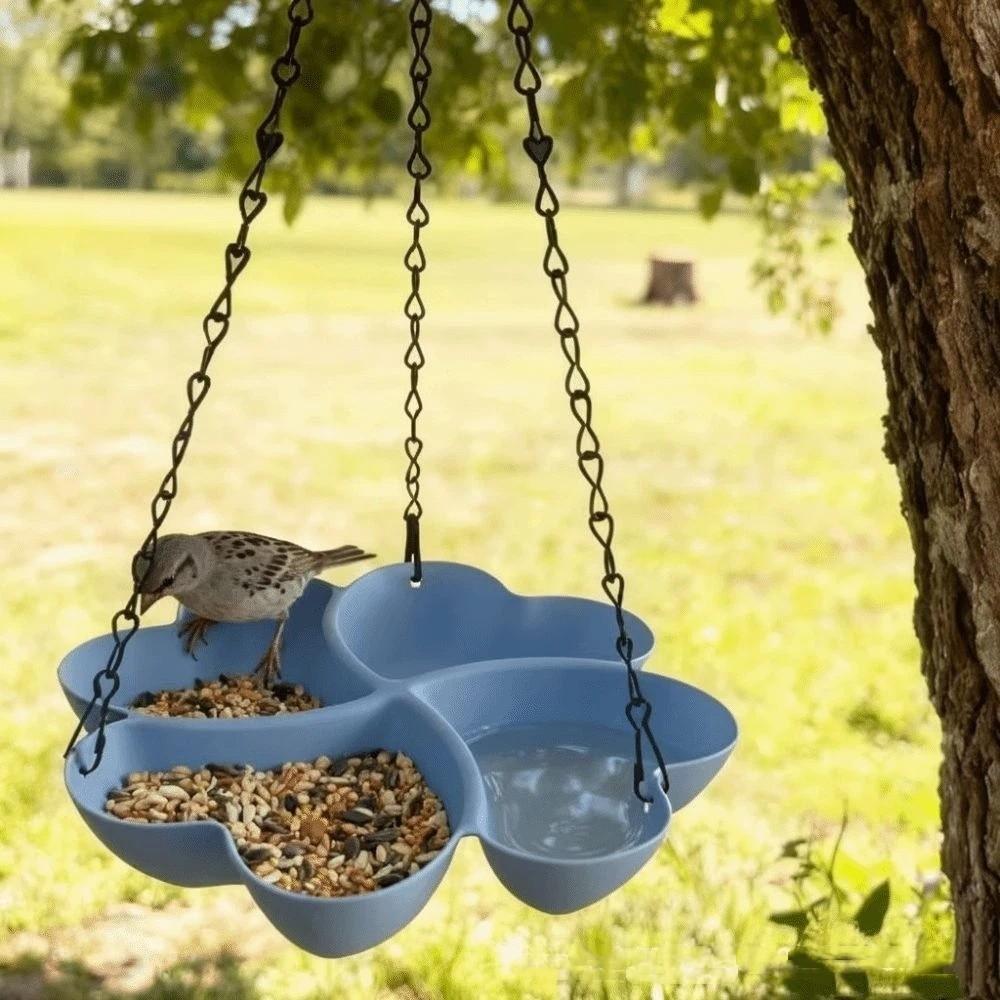 Flower Shaped Hanging Bird Feeder Large Capacity Adjustable Chain Bird Feeding Tray Multipurpose Durable Chain Feeding Tray