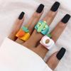 Cartoon Fruit Ring Women Fashion Korean Cute Animal Resin Acrylic Ring Set Christmas Birthday Party Gift Jewelry for Female Girl