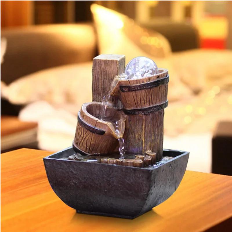 Decorative Indoor Water Fountains Resin Crafts Gifts Feng Shui Wheel Desktop Water Fountain for Office Teahouse Decoration ZM904