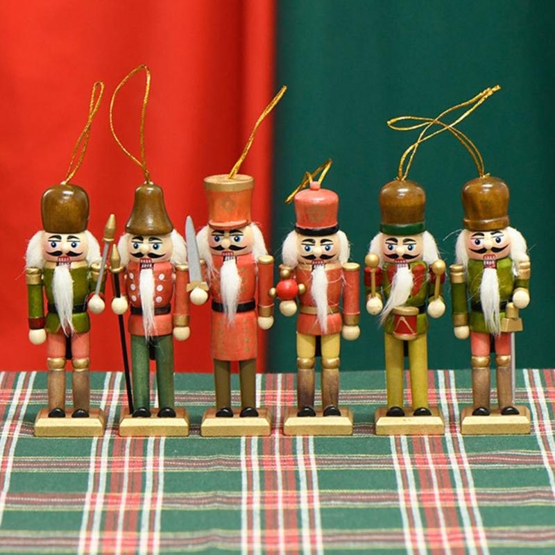 Wood Nutcrackers Figures Decors Handmade Wood Nutcrackers Sculpture Ornament Portable Holiday Decorations