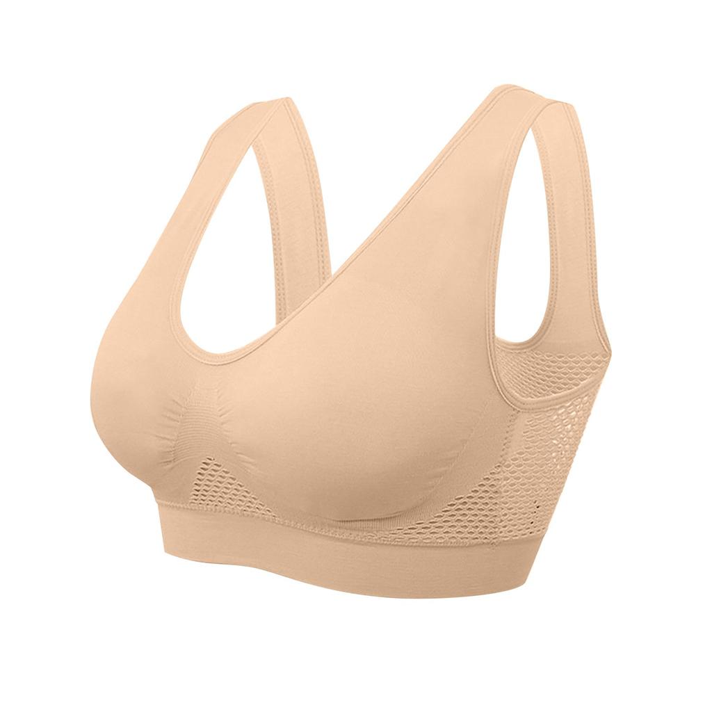 Women's Seamless Breathable Sports Bra Large Size Yoga Workout Top with Hollow Out Ventilation Design Stretch Fabric Support