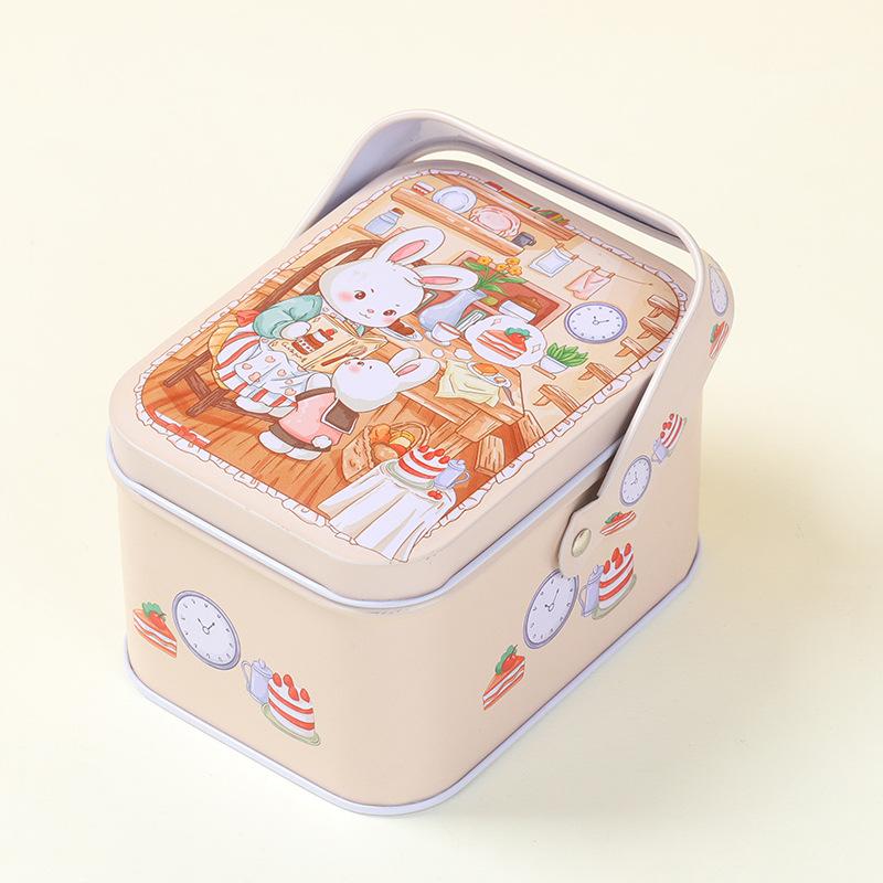 Tinplate Candy Metal Box Kids Gifts Small Tin Box Cookie Box Portable Rabbit Gift Box For Birthday Wedding Party Decoration