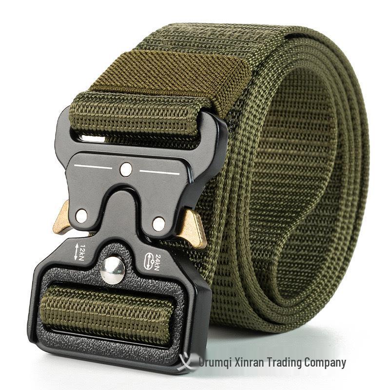 Outdoor Tactical Nylon Belt with Automatic Buckle for Military Training and Workwear