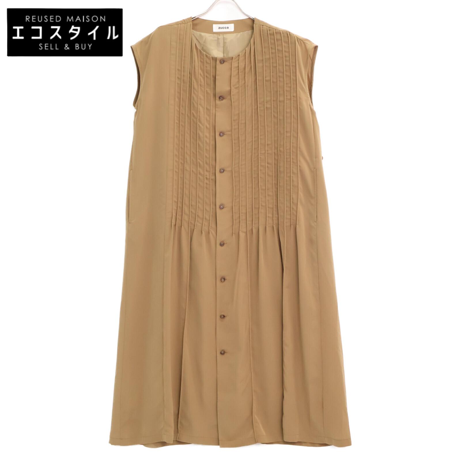 

ZUCCa [/25 year made] ZU53-FH085 PE dechin front button sleeveless dress M BrownUsed
