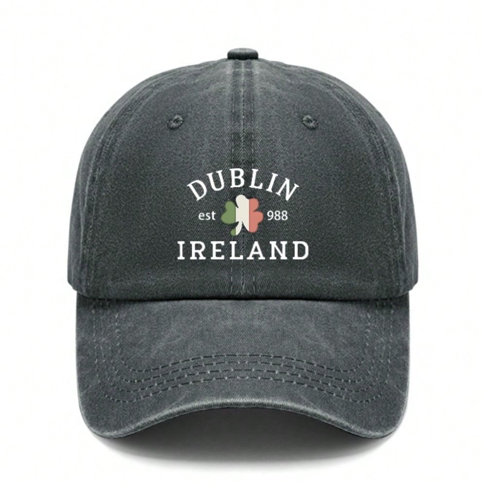 Dublin IRELAND Vintage Washed Cap - Unisex Adjustable IRELAND Print Baseball Cap For Travel, Casual Wear чёрный