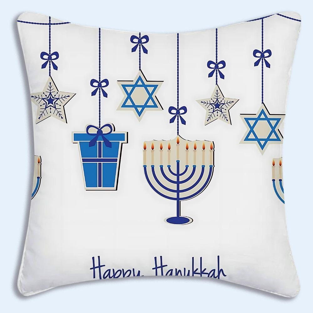 HOT Fashion Hanukkahs Pillow Covers Cartoon Sofa Decorative Home Doublesided Printing Short Plush Cute Cushion Cover Gift