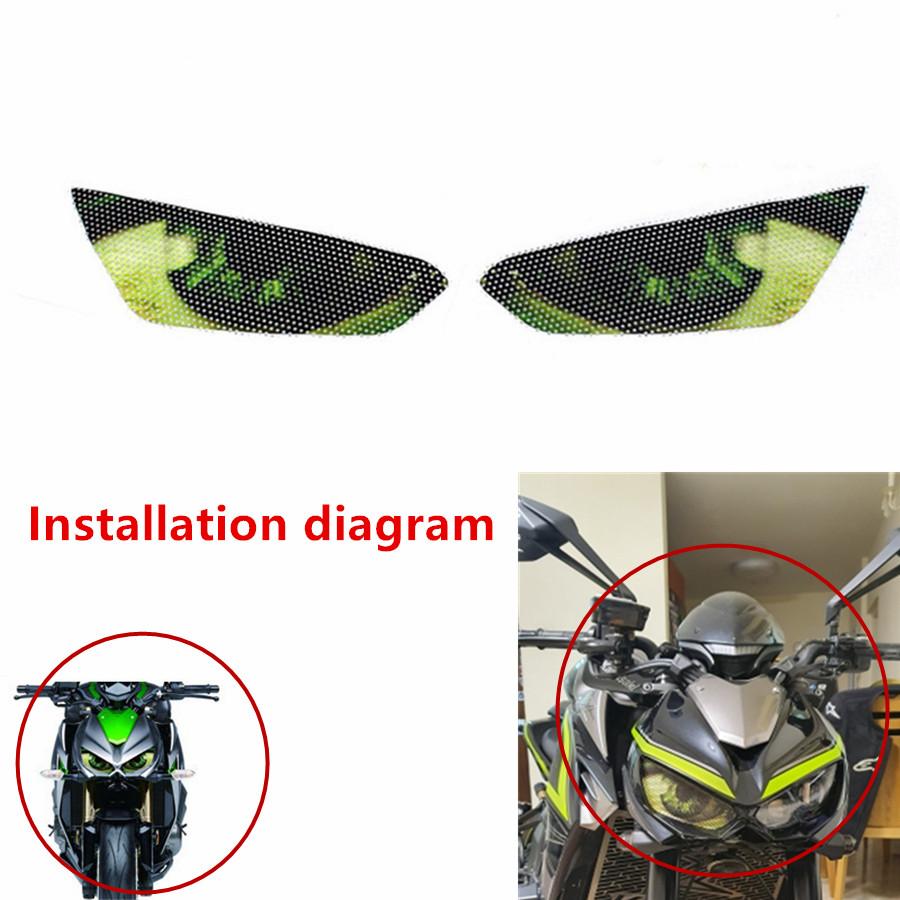 

For Kawasaki Z1000 2014-2016 Headlight Protection Stickers Green Eye Decal DIY