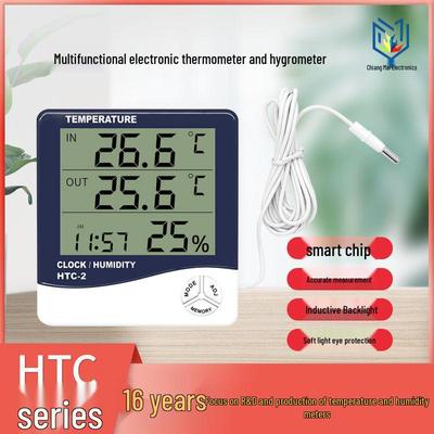 HTC Waterproof Indoor/Outdoor Thermometer Hygrometer with Dual Temperature Display and Probe
