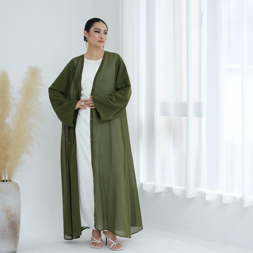 Loriya Summer Double Sleeve Chiffon Cardigan with Headscarf - LR842