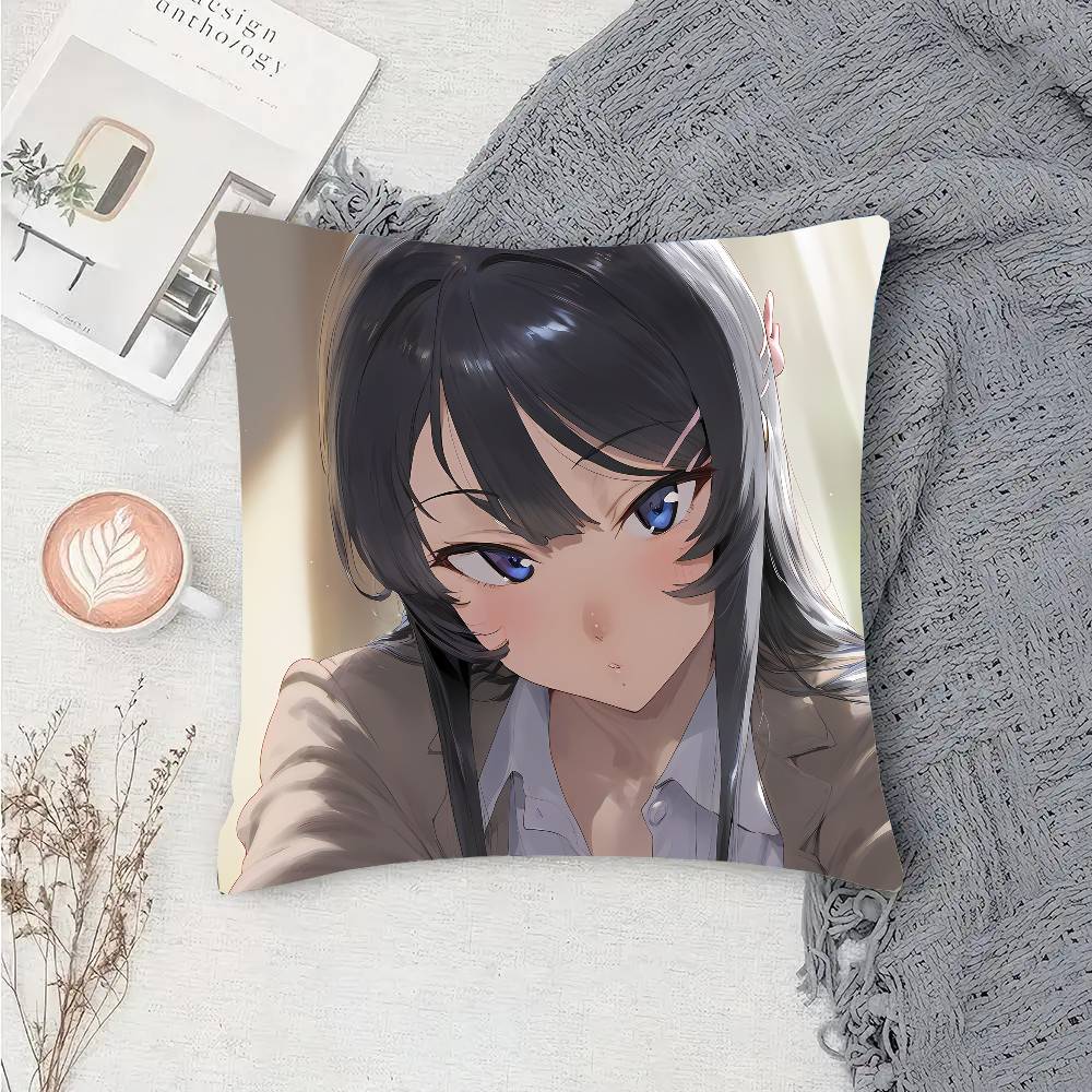 Mai Sakurajima Anime Pillow Case Sofa Cushion Cover Room Home Decoration