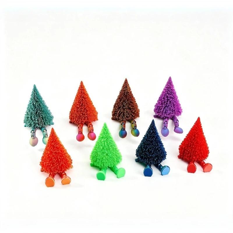 3D Printed Xmas Tree Figurine Movable Joints Eco Friendly Multi Colors for Christmas Party Table Decor Creative Holiday Gift