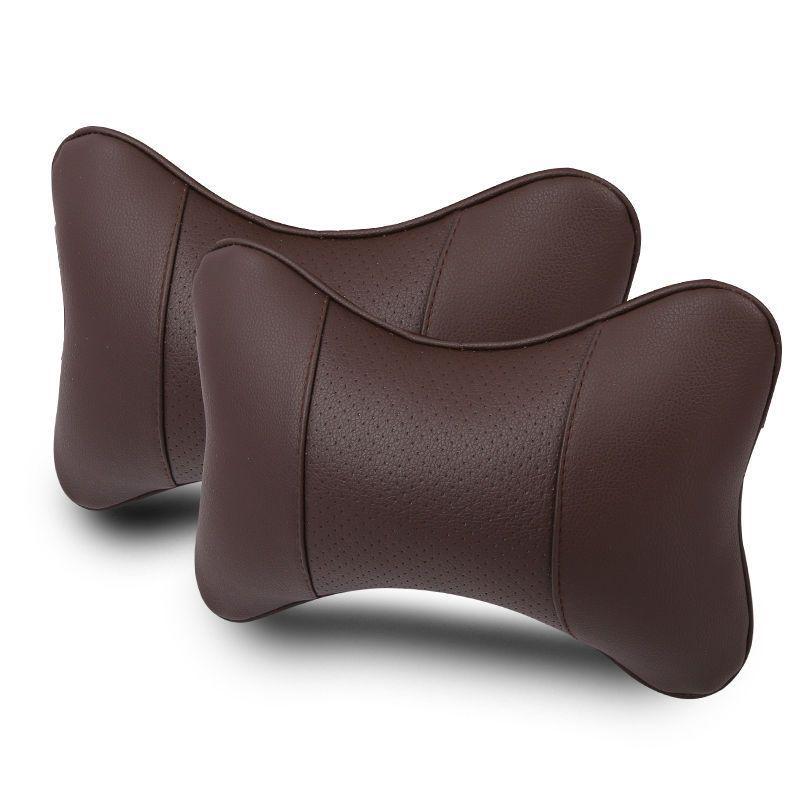 Premium Full Leather Car Headrest and Neck Support Pillow