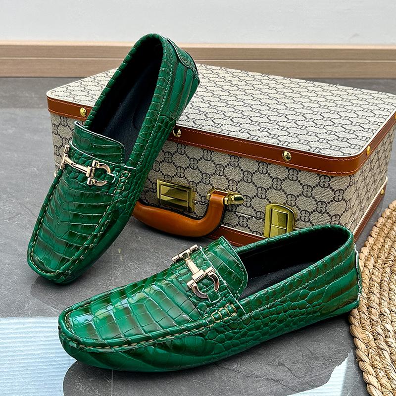 Fashion Hot Sale Loafers Crocodile Pattern Mens Slip on Club Shoes Male Comfortable Casual Shoe 2024 Fashion All-match Gentleman Shoes
