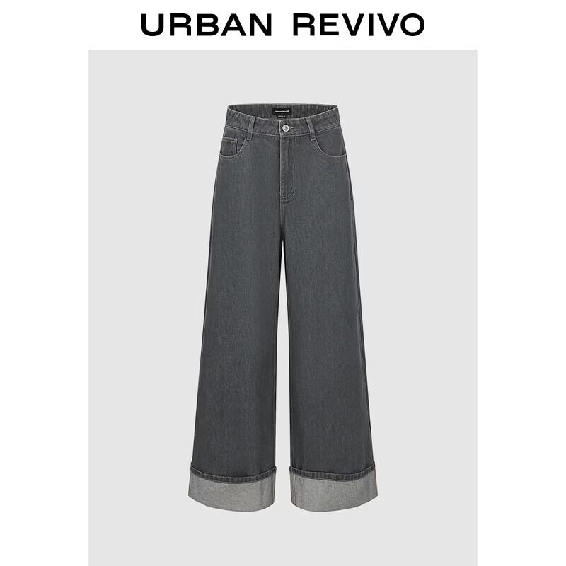 

UR2026 Women s Rolled Wide-Leg Cotton Denim Jeans 28