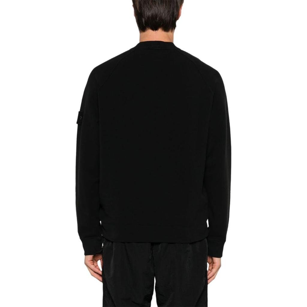 STONE ISLAND Ghost Series Fw24 Ghost Pieces Solid Color Stretch Organic Cotton Raglan Sleeve Crewneck Sweatshirt Men Sweatshirt Black 8115629F7-V0029