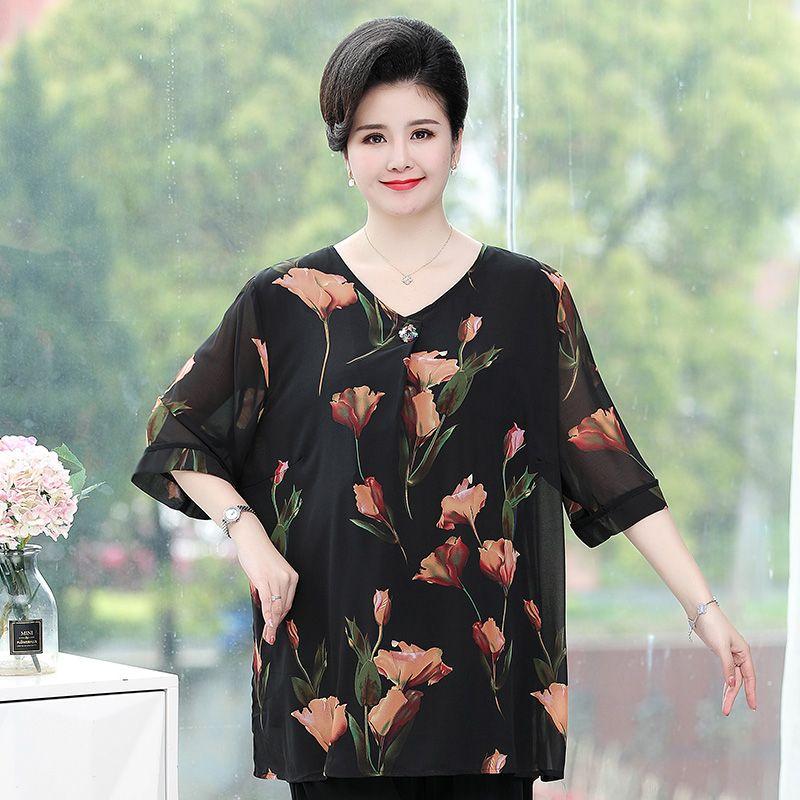 

Летняя женская блузка большого размера с рукавом до локтя, V-образным вырезом, футболка свободного кроя с принтом 8XL