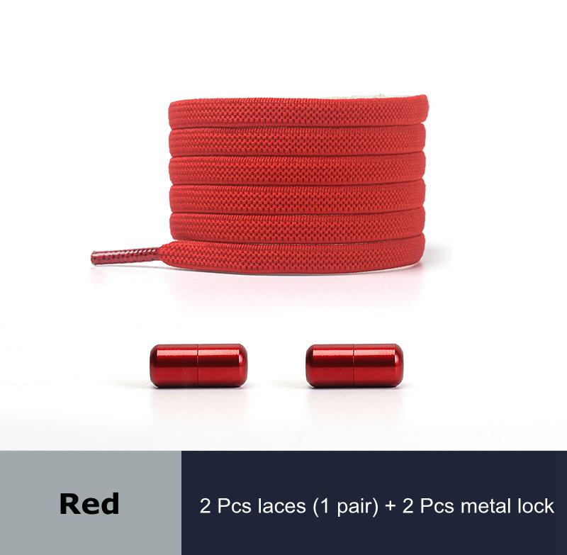 1 Pair No Tie Shoelaces for Sneakers Elastic Flat Shoe Laces Metal Lock Without Ties Quick Tieless Shoelace for Shoes Kids Adult