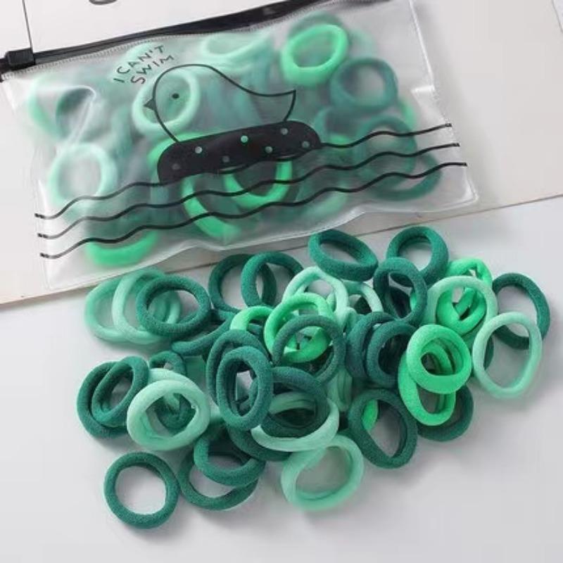 

100 шт. Эластичная детская резинка для волос, конфетного цвета, резинка для волос, детские аксессуары для волос 100pcs зелёный