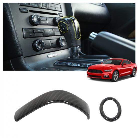 Car Gear Shift Knob Trim Cover Accessories for Ford Mustang 2010-14 Carbon Fiber