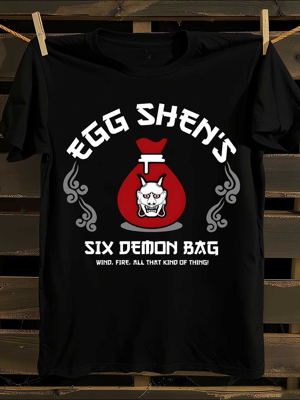 

Big Trouble In Little China Egg Shen S Six Demon Bag Graphic T-Shirt M