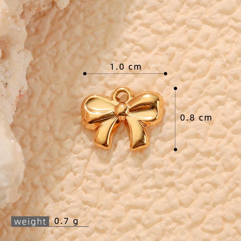 Bow Pendant Charm Necklace & Earring Set - European & American INS Style, Stainless Steel DIY Jewelry.