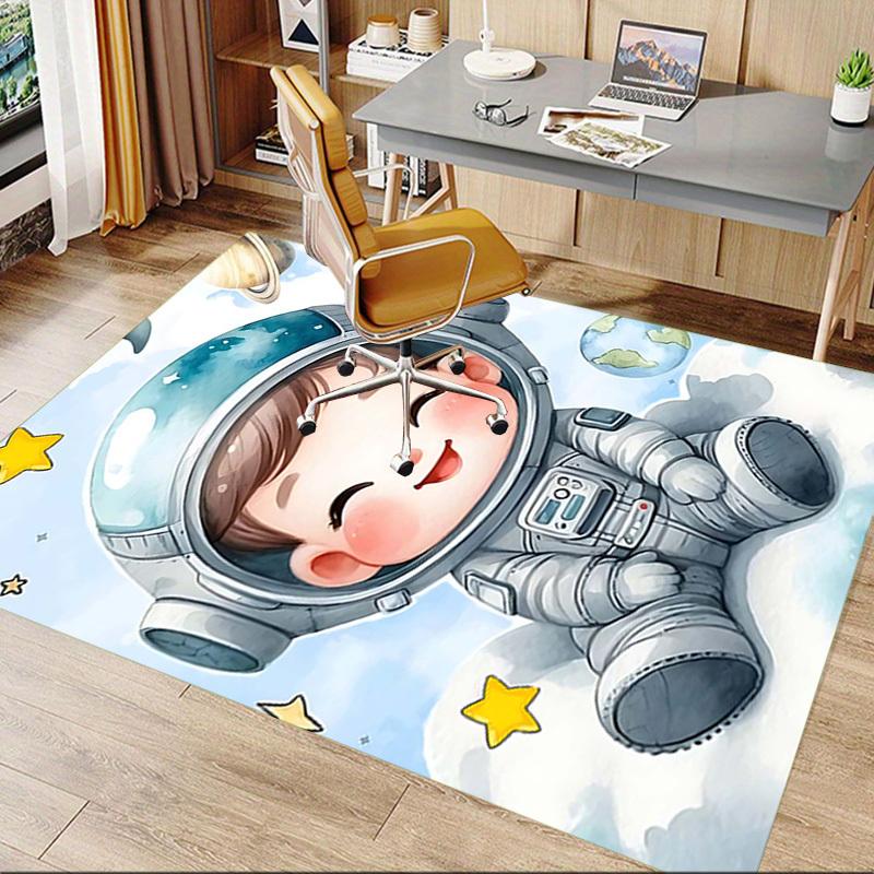 1PC space explorer astronaut Non-Slip Floor Carpet Compatible for Office&Living Room&Bedroom&Dining room - Flat-Weave Machine-W315