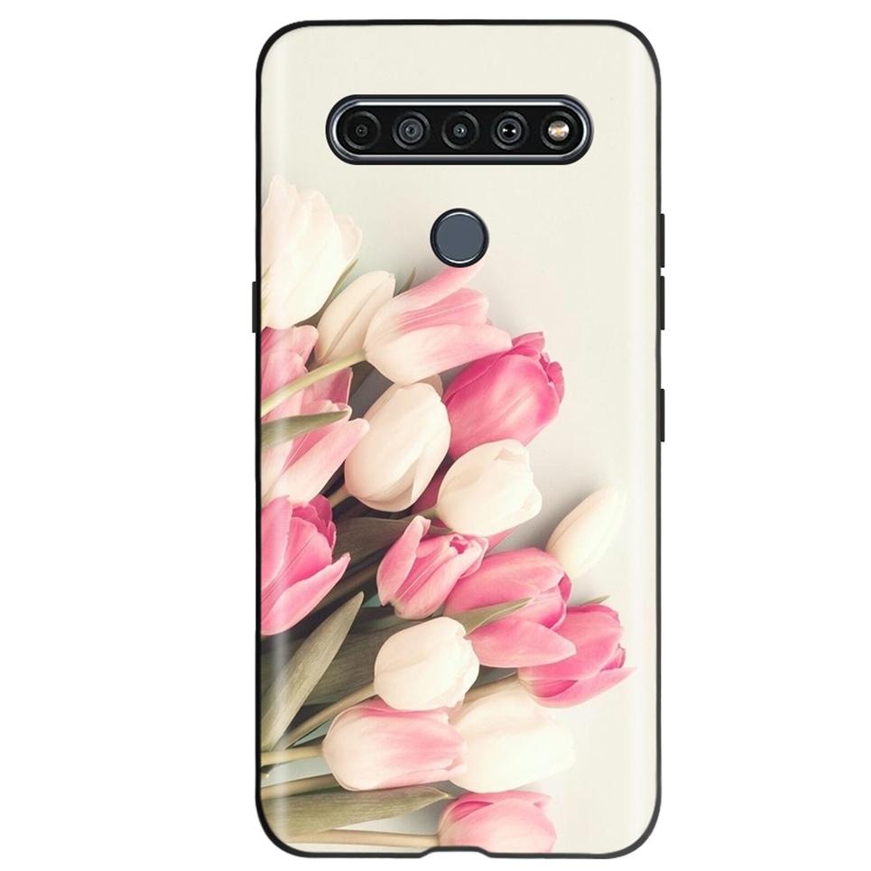 Black TPU Cover For LG K61 2020 CaseCute Cat Pattern Coque For LG K61K 61 LGK61 Luxury Matte Shockproof Protection Etui Bumper