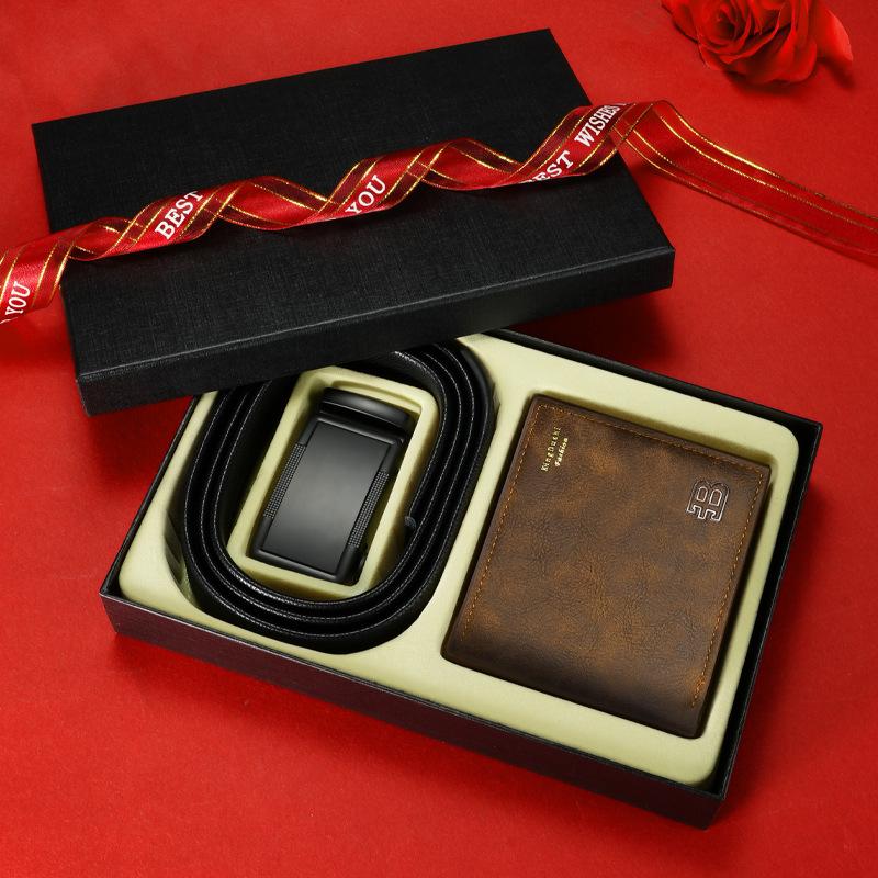 Gift Box Set Men'S Belt Wallet Combination Set Automatic Buckle Belt Wallet High-End Gift Box Gift