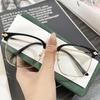 Vintage Square Women Short Sight Glasses Ultralight Half Frame Retro Myopic Anti-blue Light Male Business Near Sight Glasses