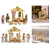 Lighted Up Resin Holy Family Statue Christmas Festival Decor Miniature Centerpiece for Living Room Table Decoration