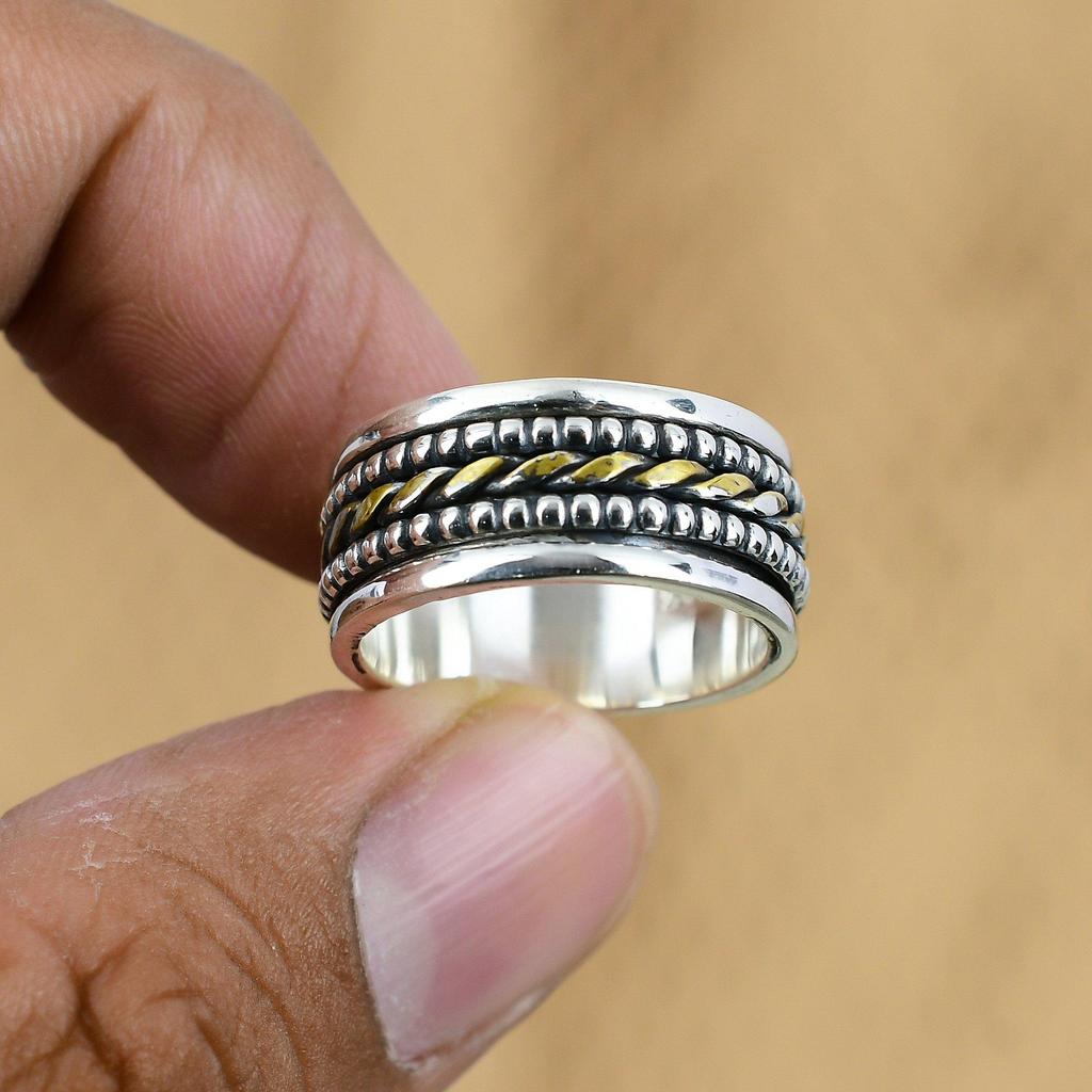 Natural No Stone Gemstone Spinner Ring Size 8.75 925 Sterling Silver Jewelry