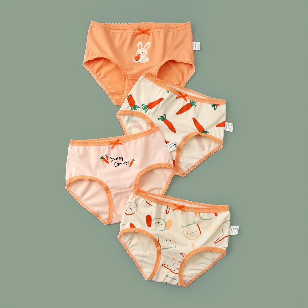 Girls' A-Class Pure Cotton Cartoon Briefs - Korean Style Antibacterial Underwear for Medium and Large Children