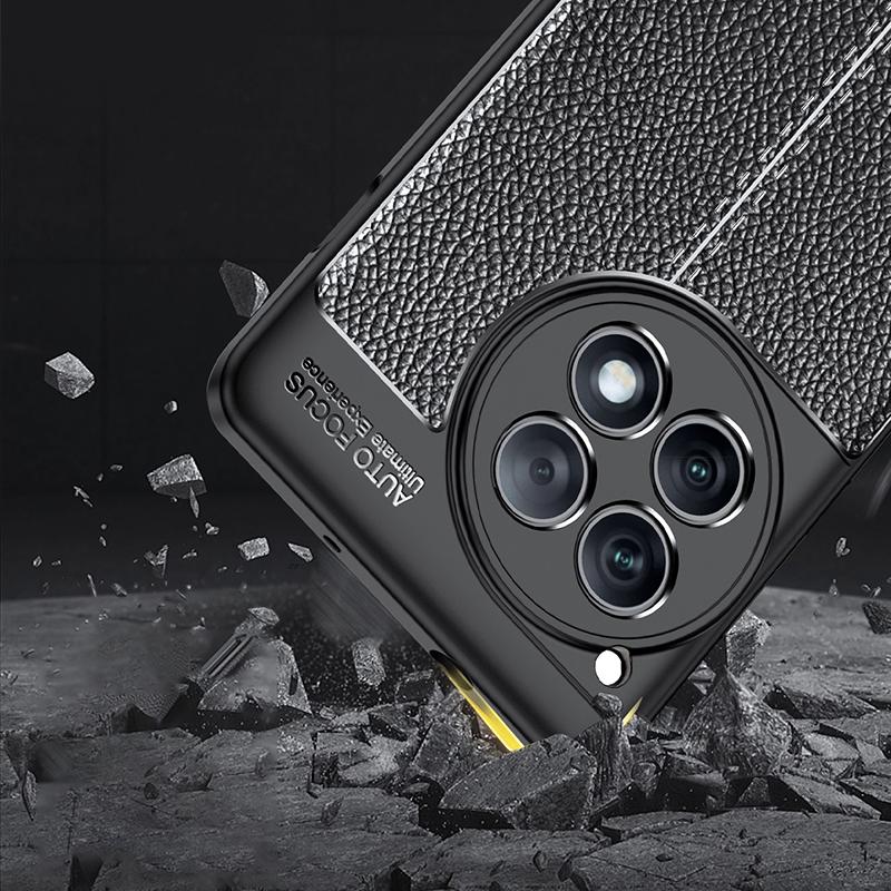 For OnePlus Ace 3 5G/12R 5G Case Litchi Texture Anti-fingerprint TPU Phone Protective Cover