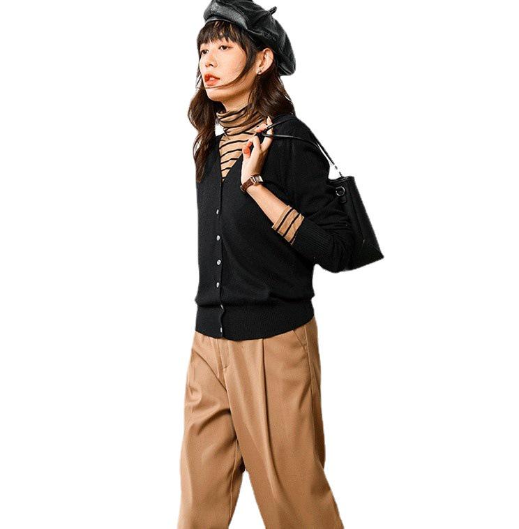 Plus Size V-Neck Cardigan Sweater for Women - Solid Color Knitted Top, Fits Up to 180 Pounds