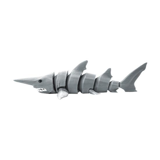 3D Printed Shark Figurine Movable Joints Shark Figure Articulated Sea