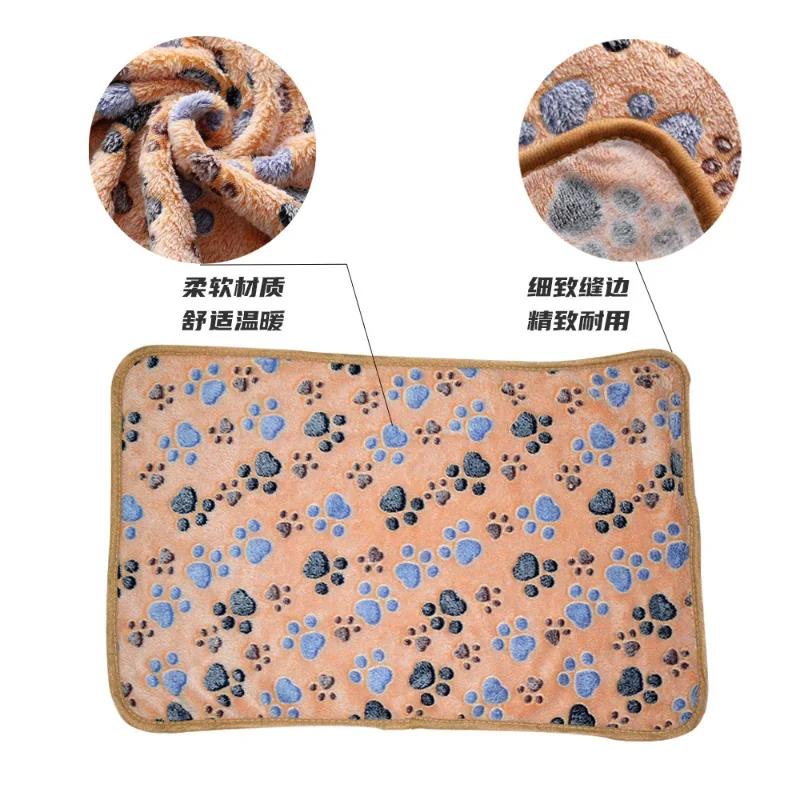 Lovely Pet Small Large Warm Paw Print Dog Puppy Cat Fleece Soft Blanket Beds Mat for Small Medium Large Dogs Mat