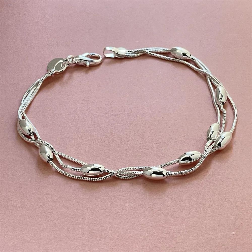 Luxury 925 Silver Bead Ball Bracelets For Women Elegant Dreamcatcher Tassel Feather Adjustable Bracelet Party Jewelry