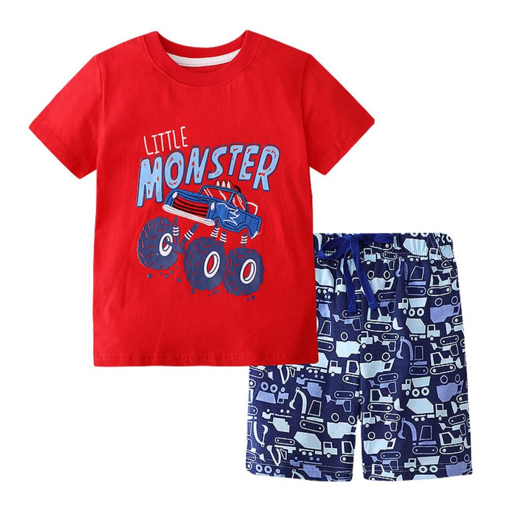 Boys' Summer T-Shirt and Shorts Set 2-Piece Casual Outfit for Daily Wear