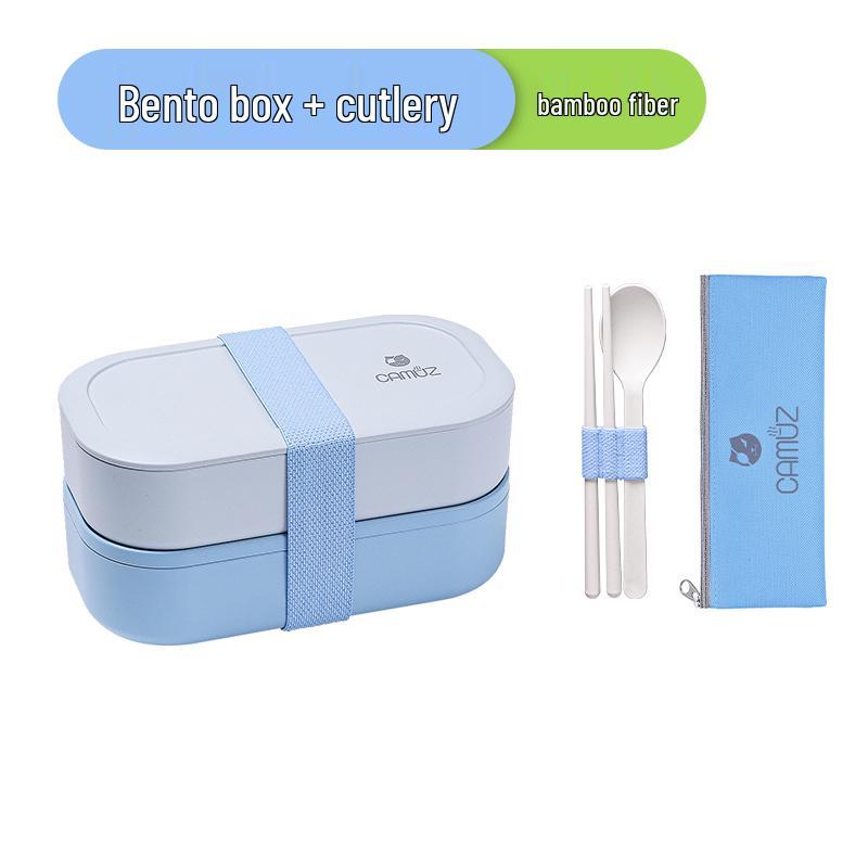 Microwaveable Japanese Double-Layer Bento Box - Portable, Sealed & Divided for Office Workers