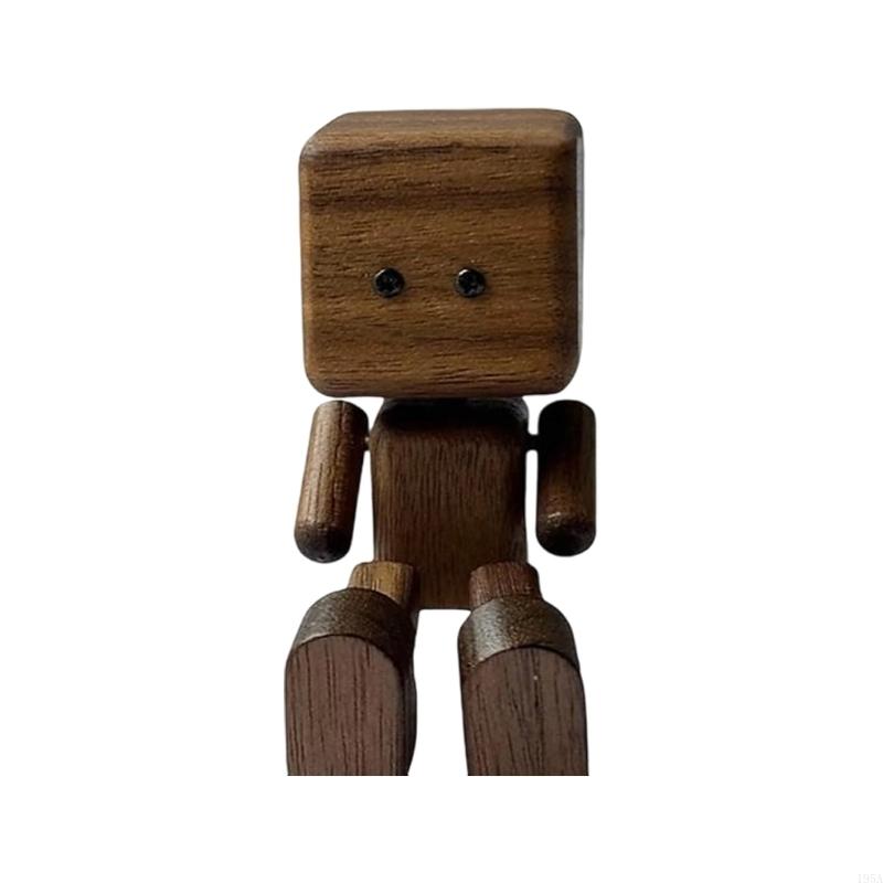 

Swaying Wooden Man Figurine Car Ornament - Hand Carved with Magnetic Base, Head Shaking Stress Reliever for Dashboard & Desk, Cr