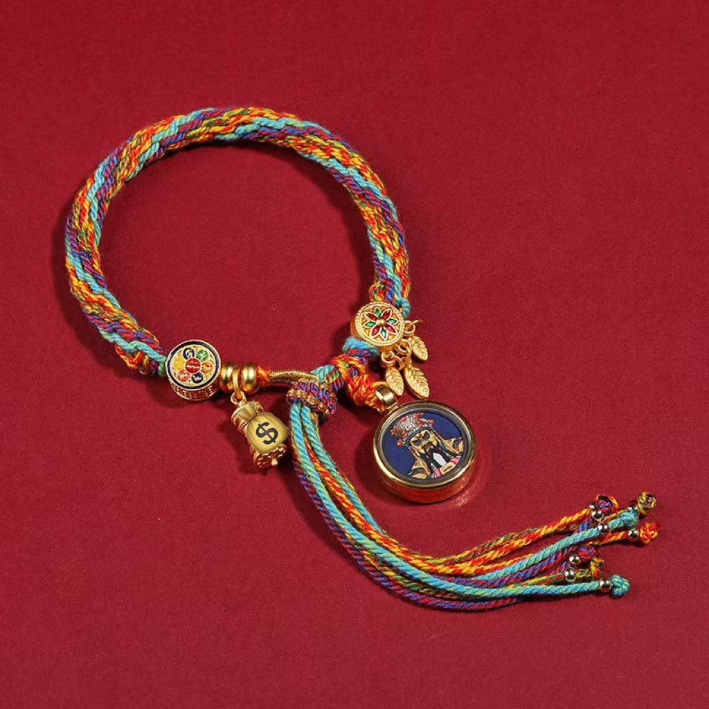Tibetan Zodiac Guardian Bracelet: Handmade Woven Buddha Hand Rope for Women