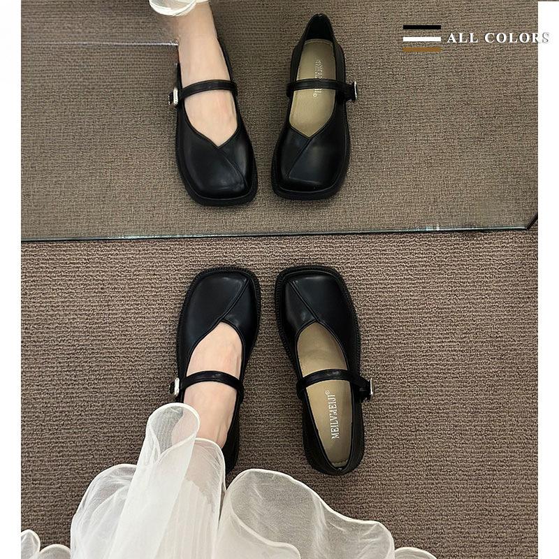 [Uncle Shoe] Small Leather Shoes French Mary Jane Shoes Women's Soft-soled Gentle Shoes Shoes Skirt Spring and Summer with Single Shoes Flat Bottom
