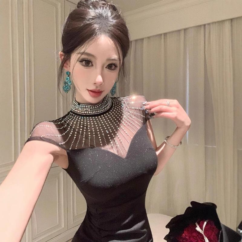 High-end Evening Dress, Elegant Temperament and Thin Art Test Banquet, Wedding Birthday Host, Hot Diamond Fishtail Dress